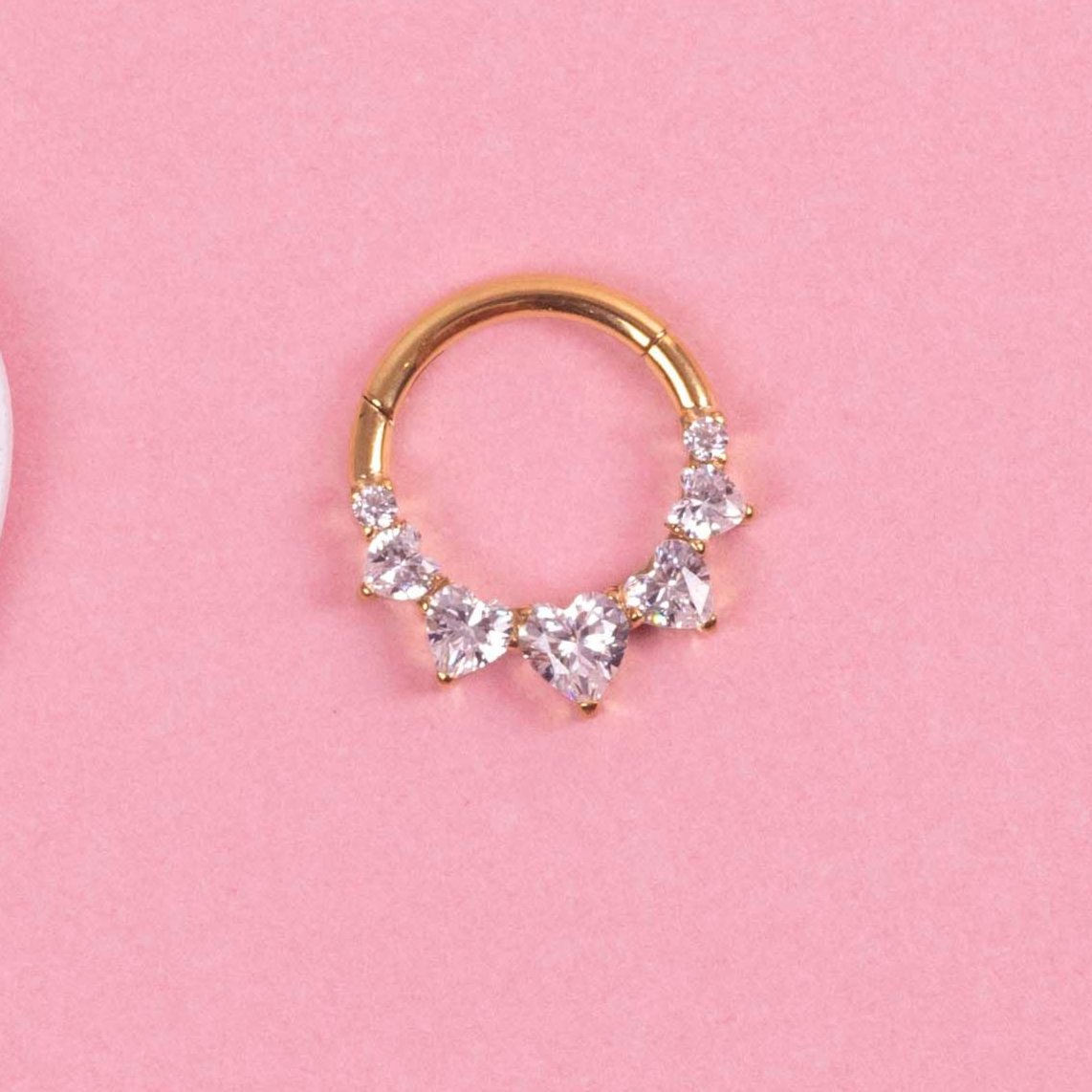 Five Gemmed Heart Hoop – The Piercery